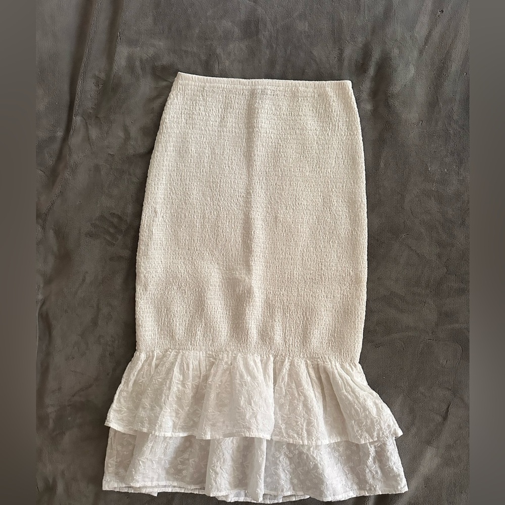 Abercrombie & Fitch Ivory Smocked Skirt
